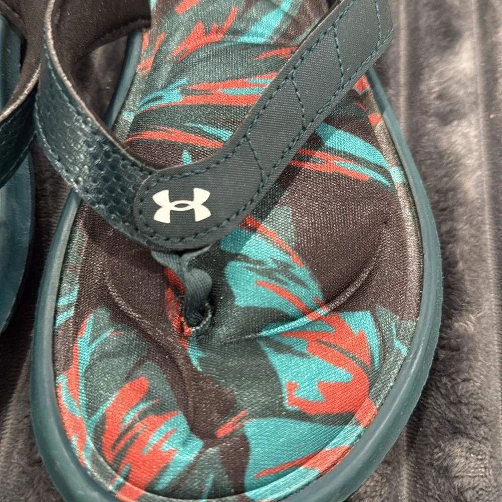 Under Armour Dark Green Memory Foam Sandals Flip Flops 4